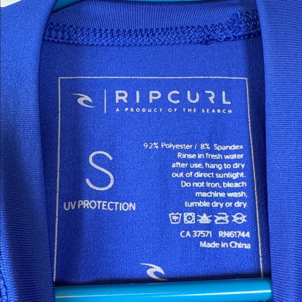 Rip Curl Cobalt Long Sleeve Swimsuit Shirt Size Small EUC #2029 - Image 4