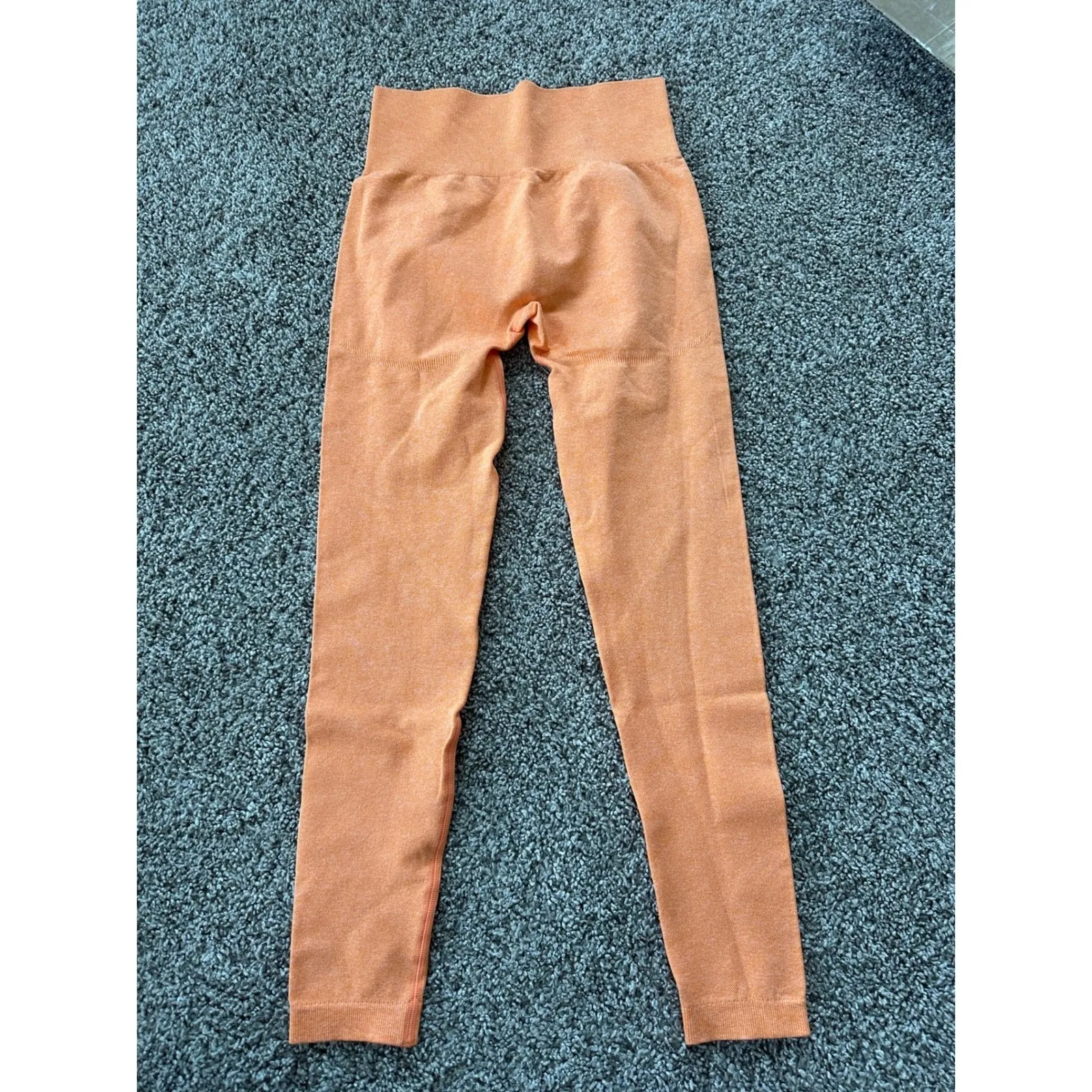 Seamless Leggings High Waist Tummy Control Yoga Pants Workout‎ Gym Small Orange - Image 2