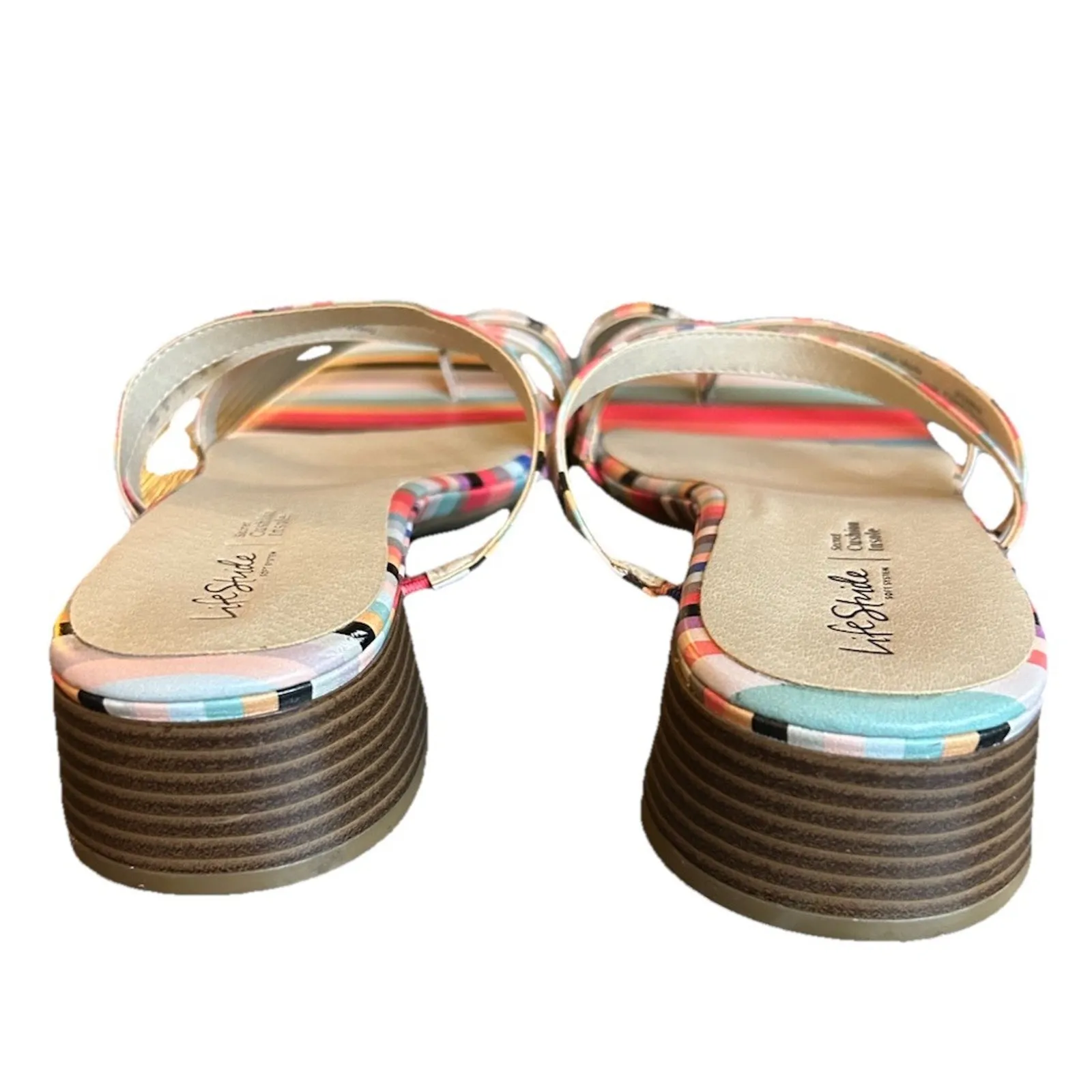 Life Stride Jasmine Soft System Multi Colored Strapy Women's Size 11W Sandals - Image 3