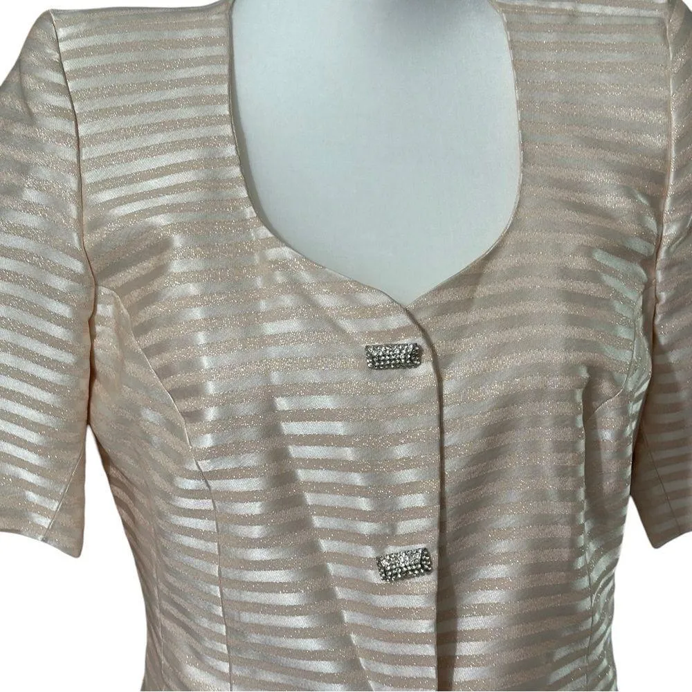 Vintage DEBORAH BOHANDY Evening Elite Pink Metallic Skirt and Jacket Suit Sz 8 - Image 5