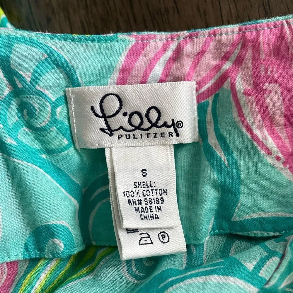 Vintage Lilly Pulitzer Floral Embroidered Tunic Top Side Slits Sz‎ S Cover Up - Image 4