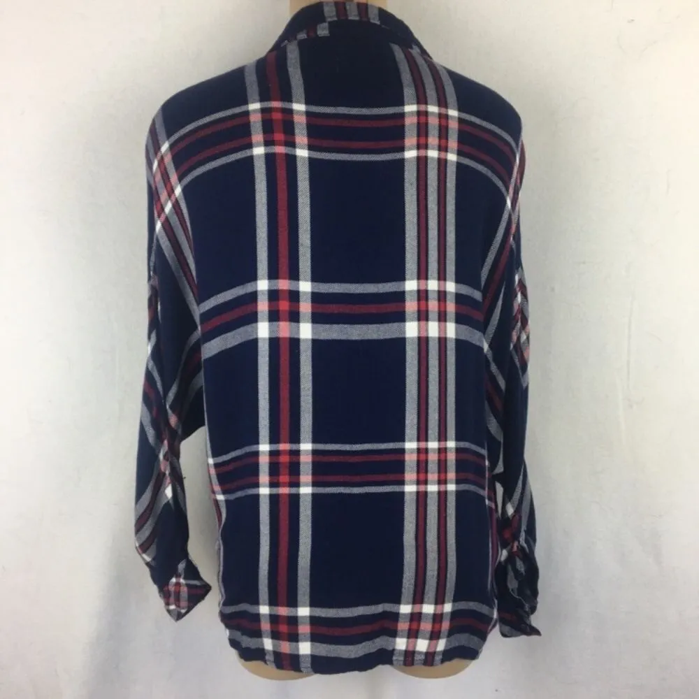 Rails Blue & White Plaid Checker Soft Long Sleeve Button Up Top S - Image 3