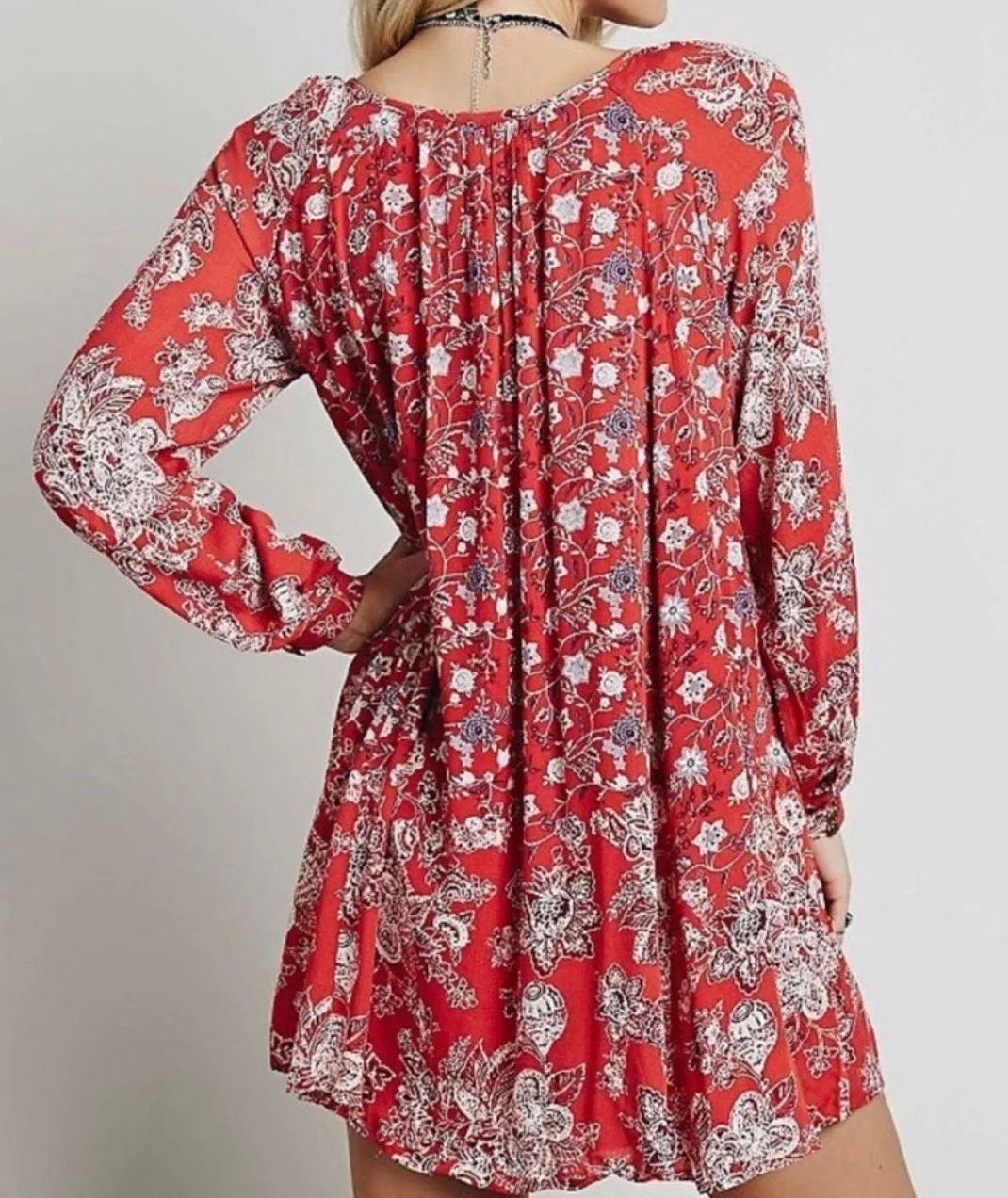 Lucky Loosey Floral Print Dress Orange Red Combo Size M - Image 5