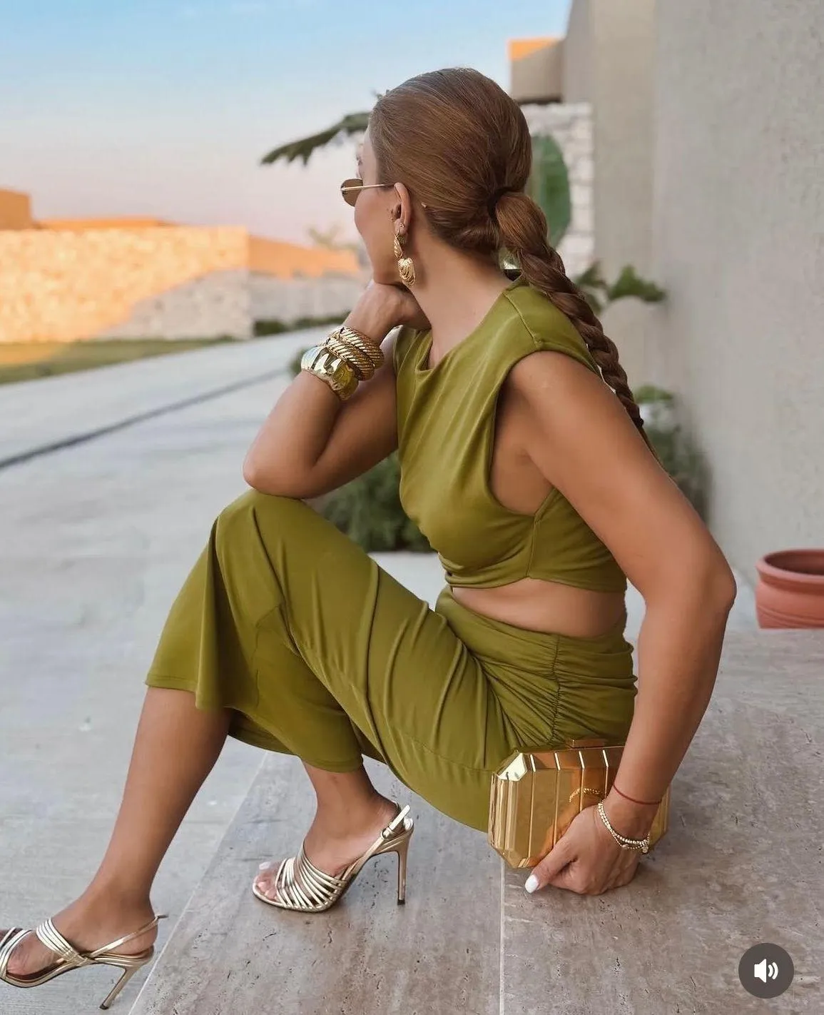 Zara midi  Olive Green Cutout Dress Casual wedding evening fitted bodycon - Image 4