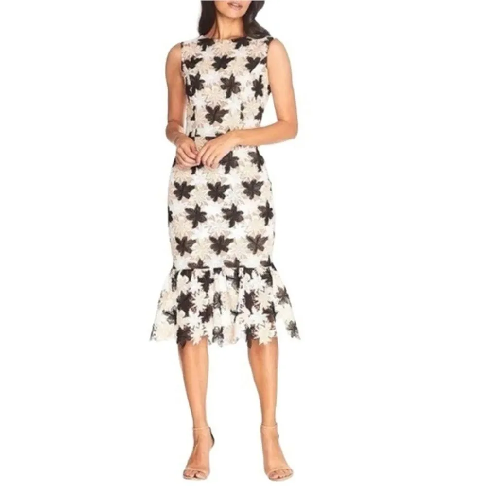 Anthropologie‎ Dress The Population Ines Embroidered Lace Flounce Dress Sz S NEW - Image 3