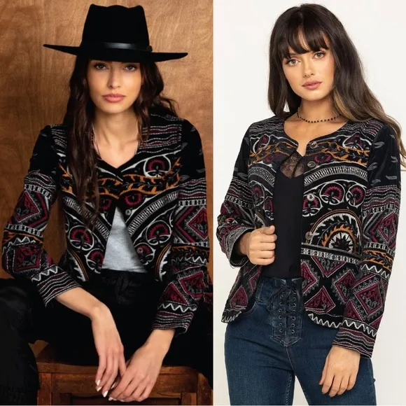 Johnny Was  Workshop Blair Velvet Embroidered Statement Blazer Coat Jacket Small - Image 2