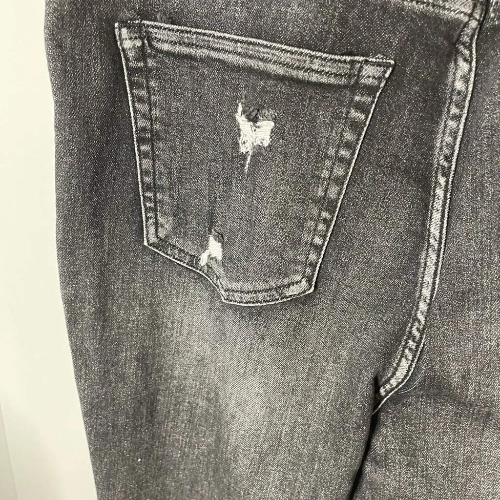 Risen Los Angeles Distressed Boyfriend Straight Cropped Jeans Raw Hem 1XL NWT Black Size undefined - Image 6