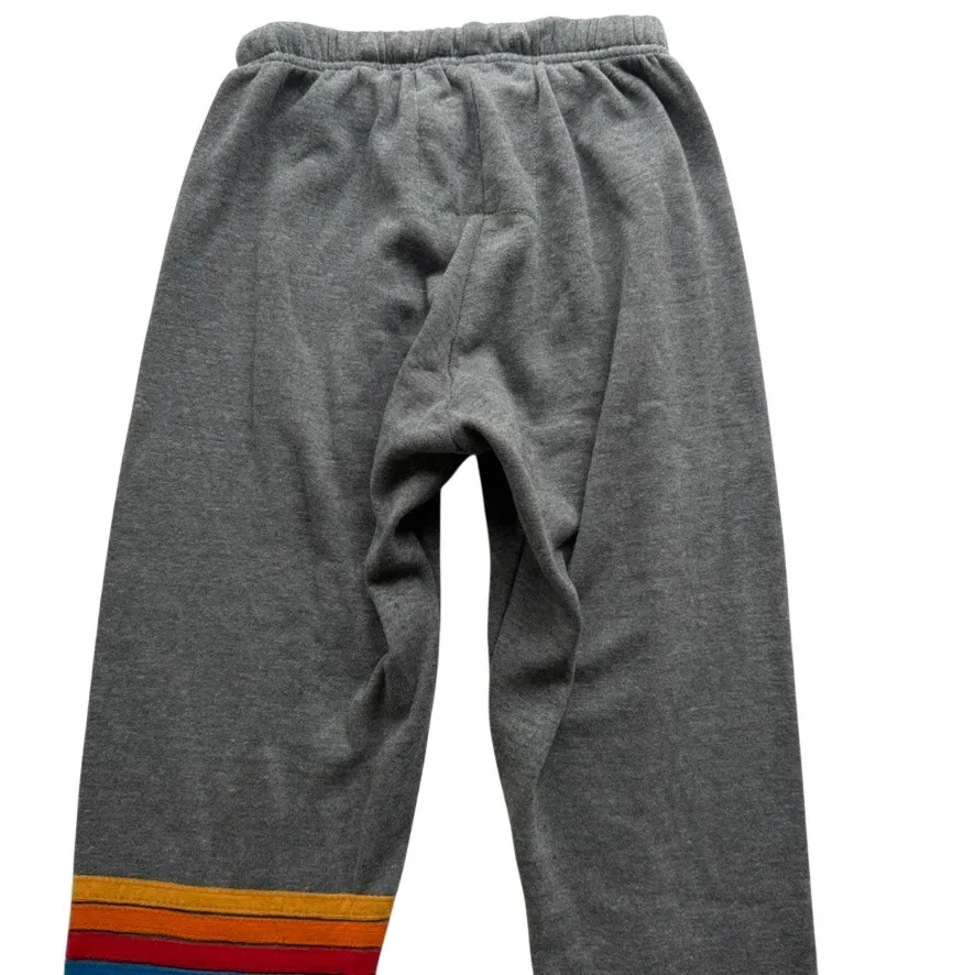 Aviator Nation Rainbow Leg Stripe Sweatpant Grey Size XS Jogger High Rise Cotton - Image 6