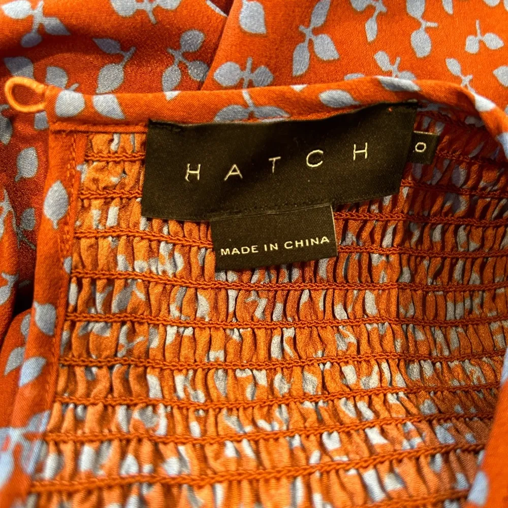 Hatch Smocked Maternity Top Cottage Floral Boho Brown Blue Sz 0 XS Long Sleeve - Image 6