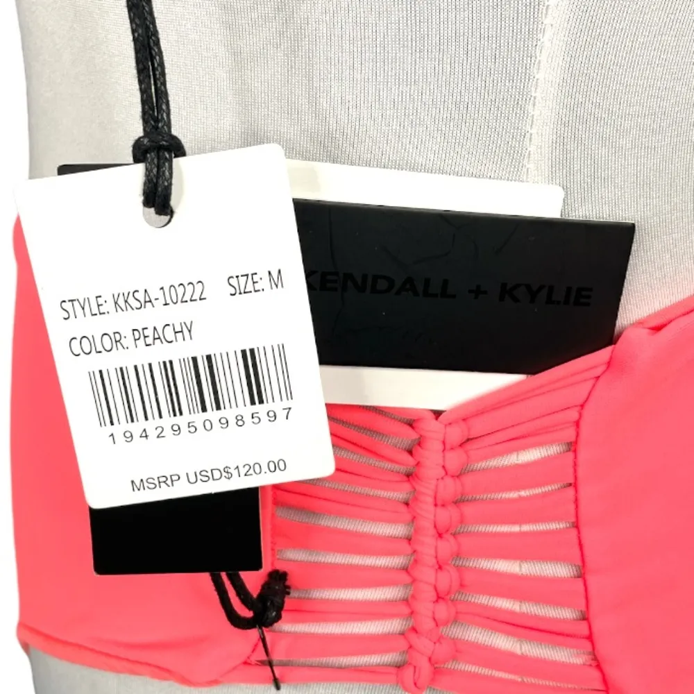 Kendall + Kylie Macrame Embellished Bikini Pink Peach Size Medium - Image 7