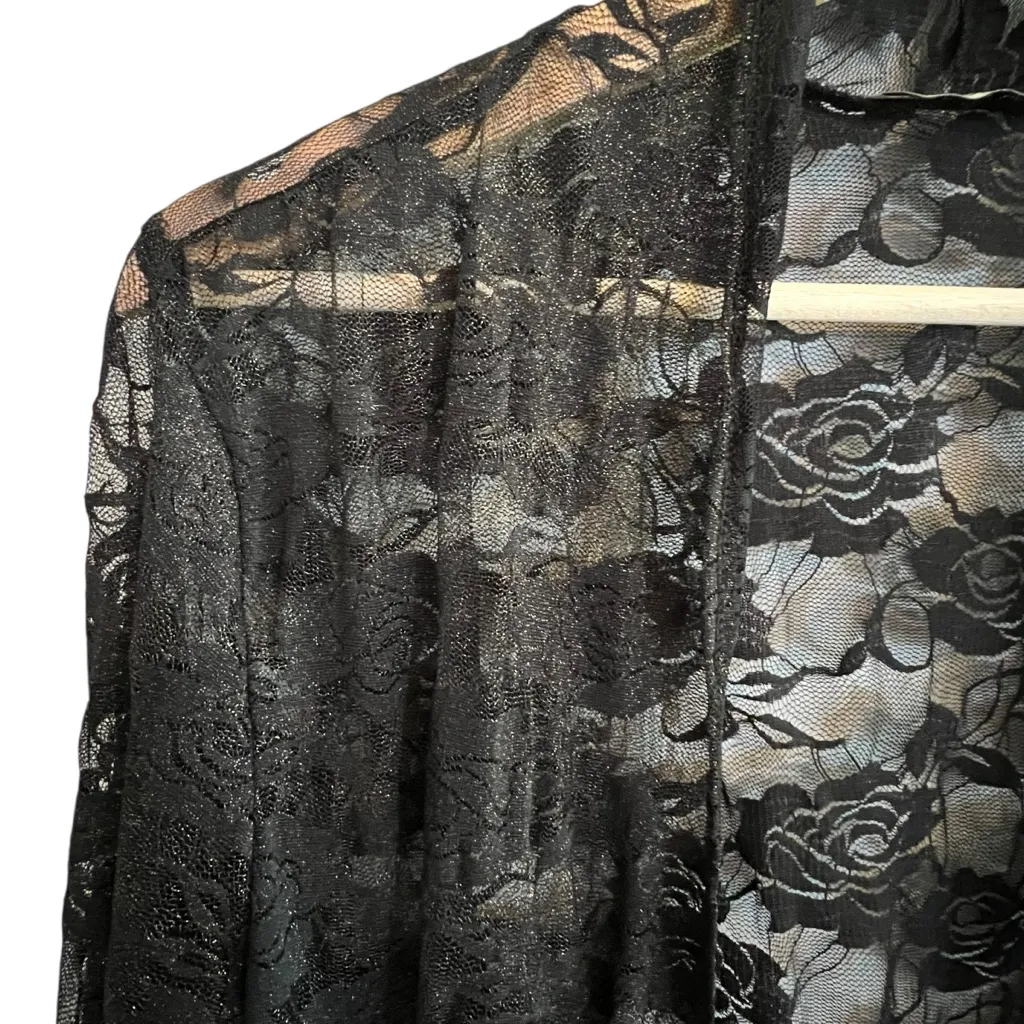 Mod Land Womens Black Lace Whimsigoth Cardigan Size M Sheer Boho Fairy Grunge Size M - Image 2