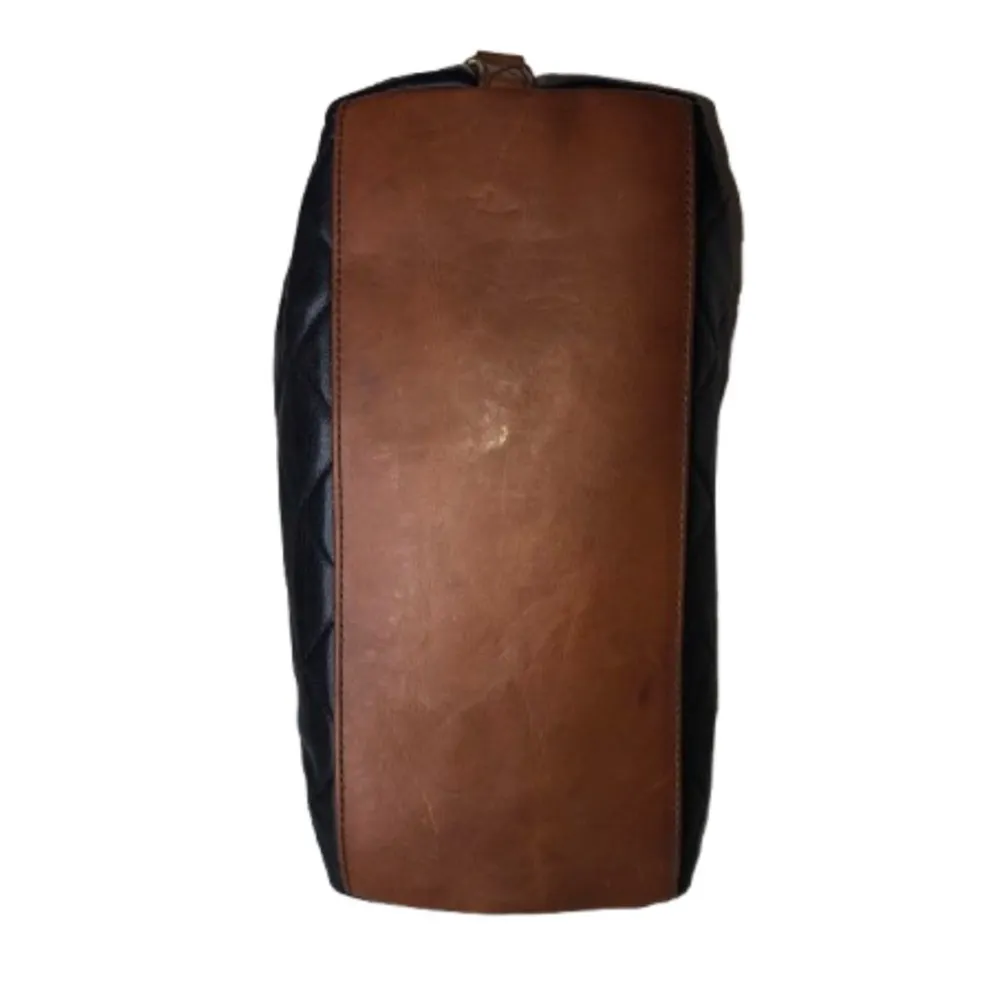 RALPH LAUREN Diamond Quilted Black Leather Boston Duffle Brown Top Handle Bag - Image 7