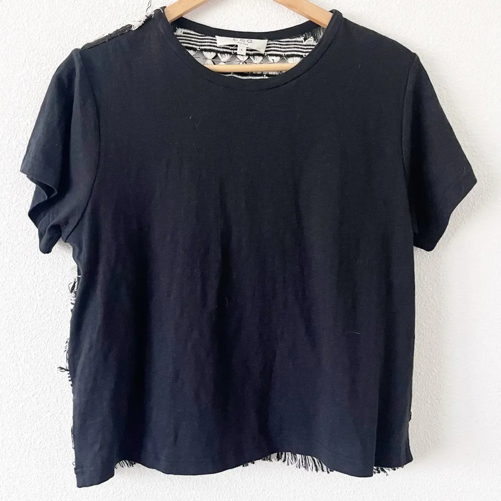 Sea New York Woven Black/White Short Sleeves Tee Shirt Black Size L - Image 2