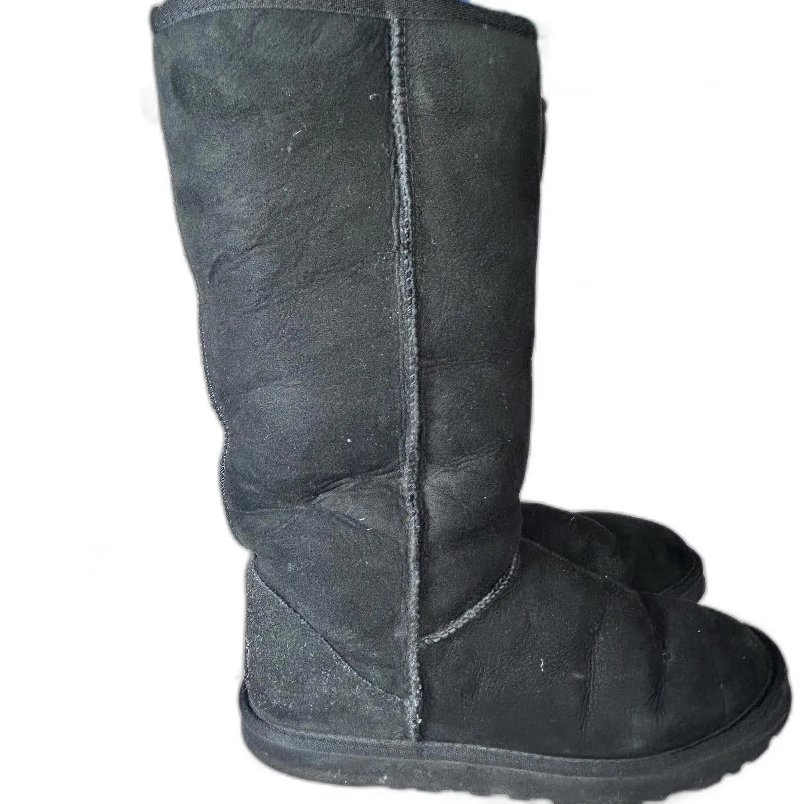 UGG Classic Tall II Black Suede Sheepskin‎ Boots Women's size 8 - Image 2