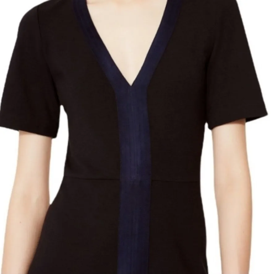 Tory Burch Sallare stretch wool blend dress with goat leather suede trim L - Image 3