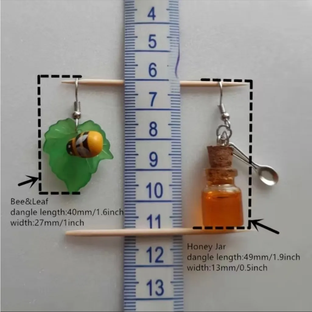 Bee & Honey Jar‎ beautiful Dangle Earrings faux fashion jewelry Gold - Image 12
