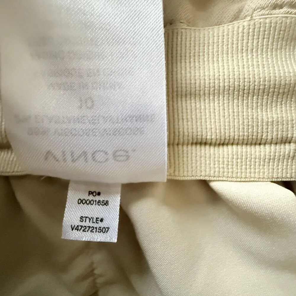 Vince Horchata Beige Twill Wide Leg Pants Drawstring Waist Pocket Detail Sz 10 - Image 14