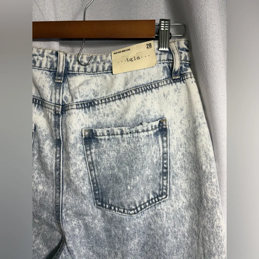 NEW Tgla High Rise Mom Jeans Acid Wash Light Denim NWT Size 28‎ 100% Cotton 0438 Blue - Image 4
