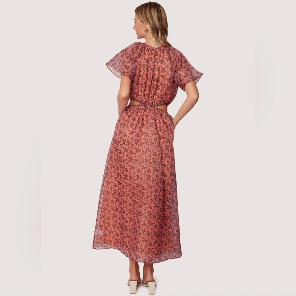 Lost + Wander Venus Rising Coral Floral Maxi Dress luxury short sleeve size L - Image 2
