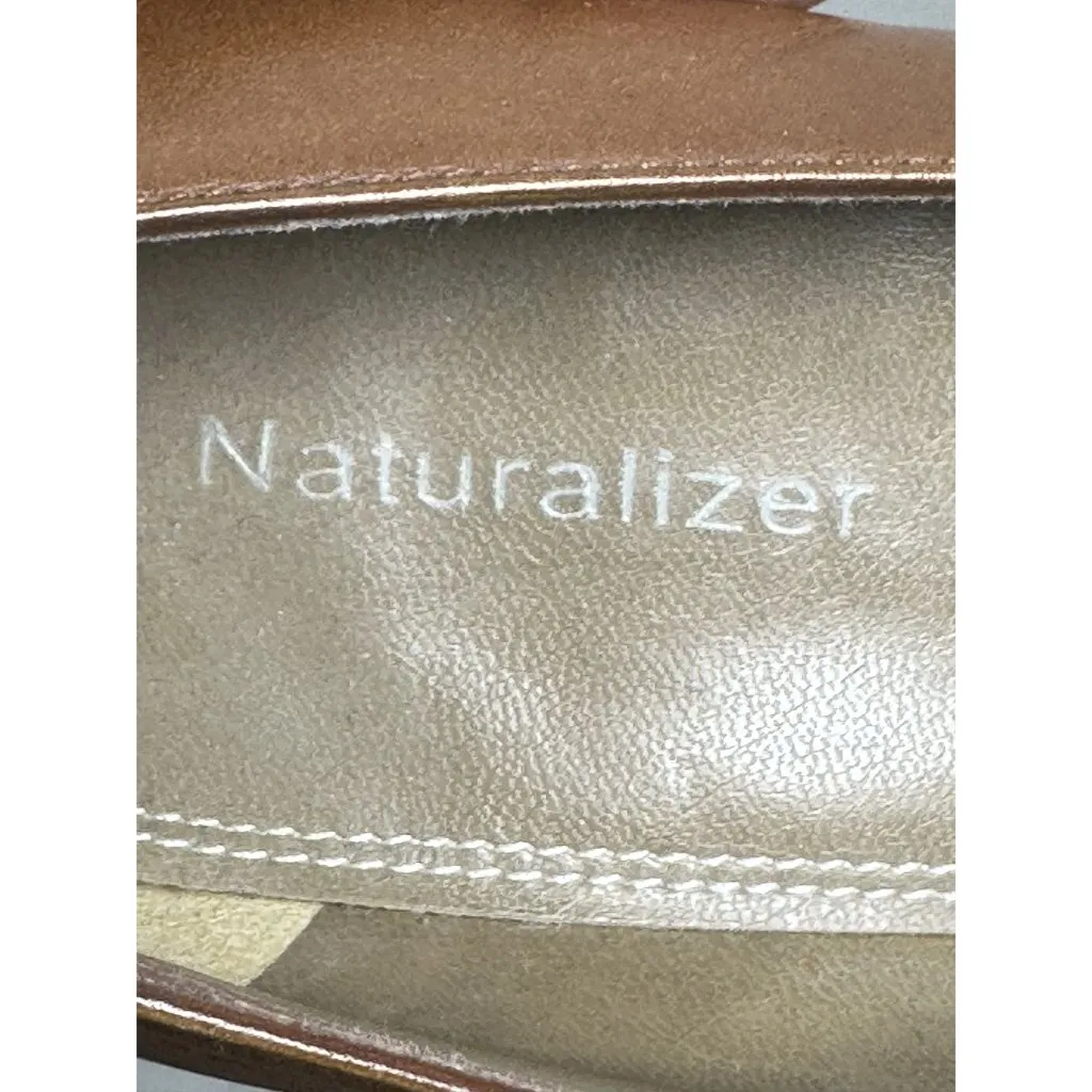 Naturalizer Brown Leather Penny Loafers Women’s 7.5M Block Heel Comfort Shoes - Image 3