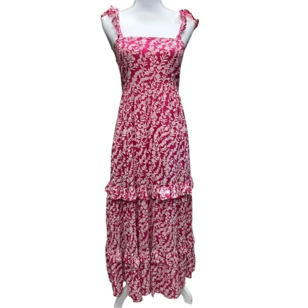 Banjanan Women Pink Penelope Tiered Ruffled‎ Dress Shadow Bloom Paradise Size XS - Image 3