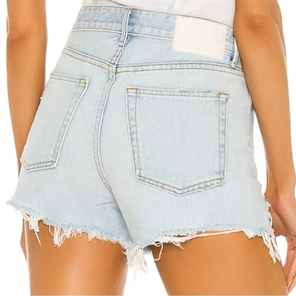 GRLFRND Sz 24 Palm Springs Light Blue Wash Helena High Rise Cut Off Jean Shorts - Image 2