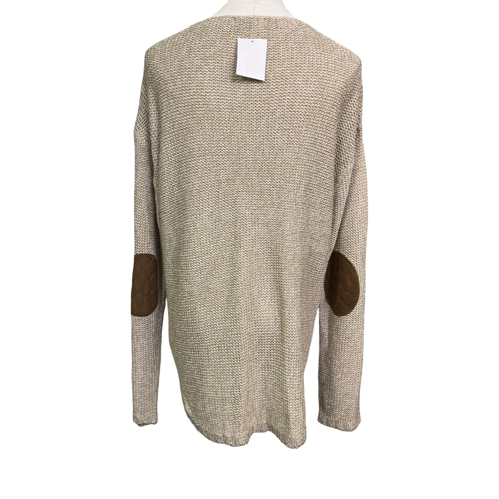RDI Cuban Sand Twist Knit Sweater Women’s Large V Neck Elbow Patch Pullover - Image 6