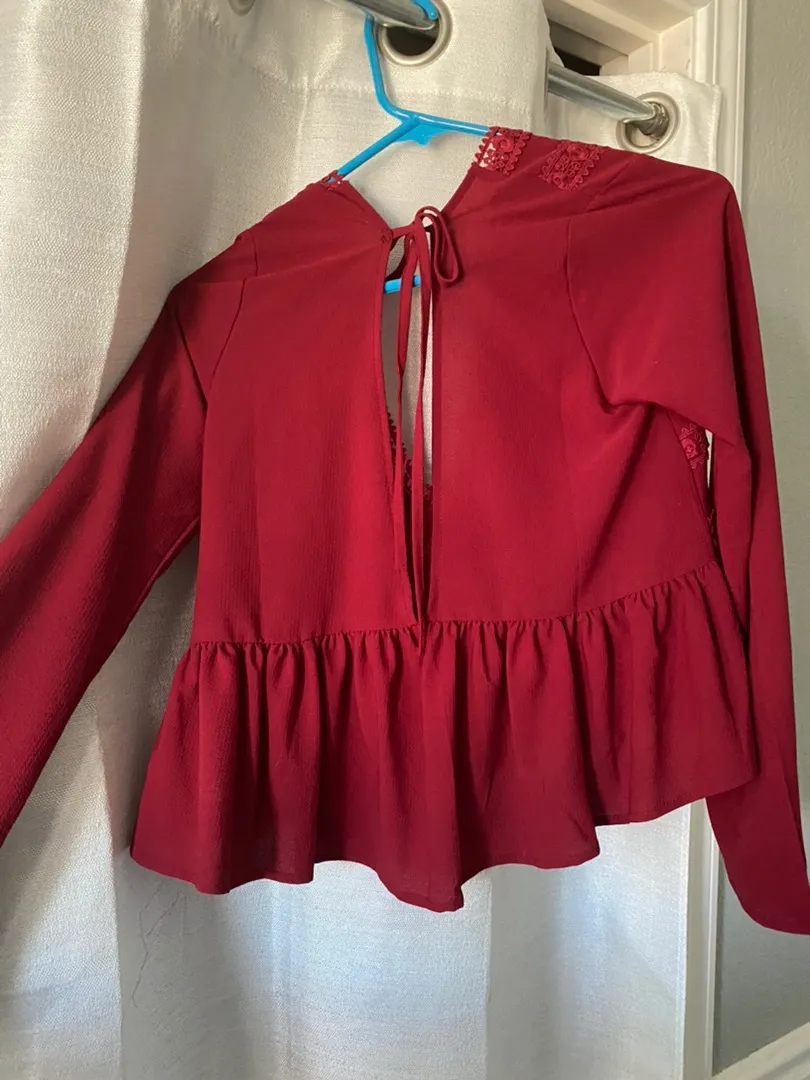 SheIn Red Peplum Top - Image 3