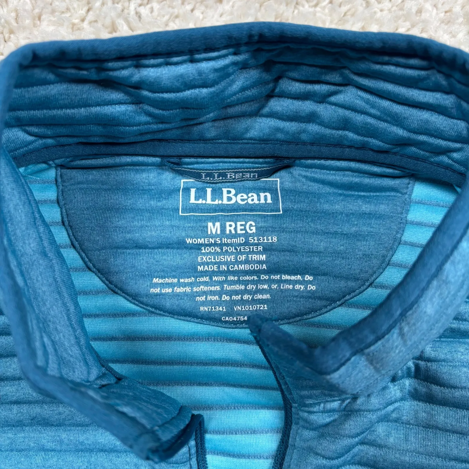 L L Bean Quilted Zip Vest Teal Blue Women's Medium Regular - Image 5