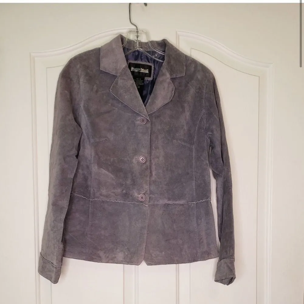 Brandon Thomas Leather Jacket Size Small Purple - Image 2