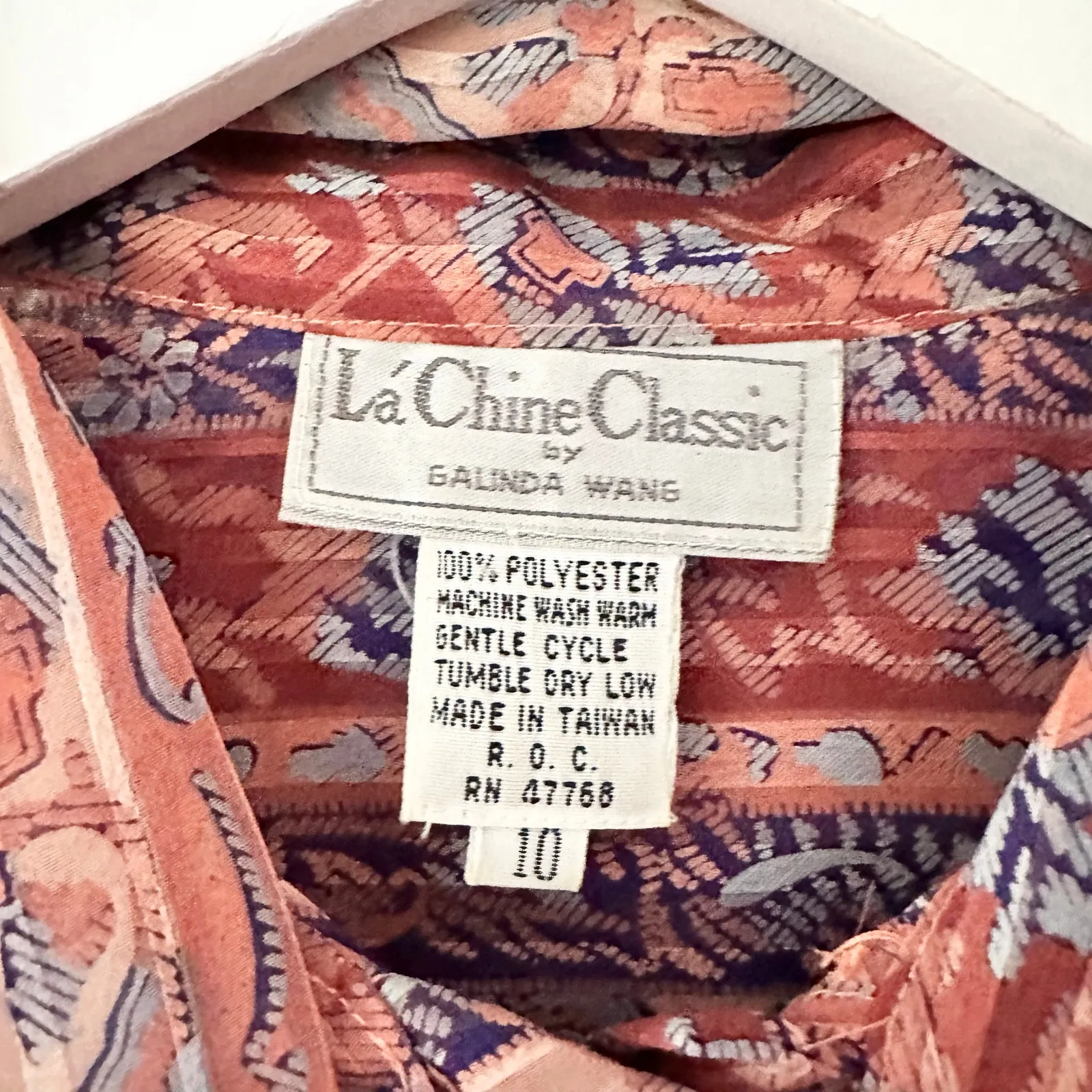 Le Chine Classic Galinda Wang Taiwan 70s Retro Vintage Tie Neck Secretary Blouse Red Size 10 - Image 6