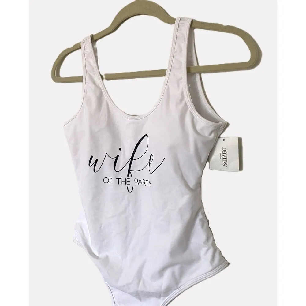 NWT Davis Bridal White Wife of the Party Swimsuit Cup Padding Chic Fun Sz M - Image 10