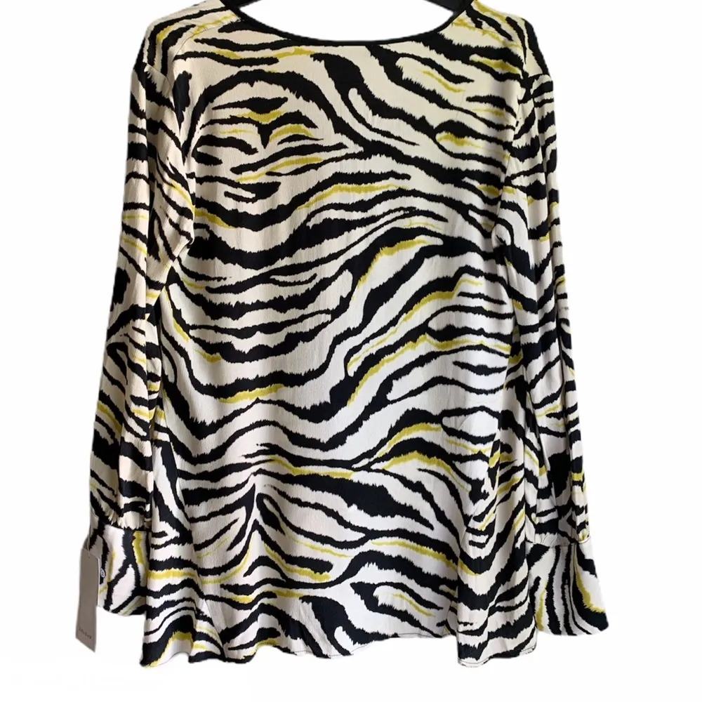 NWT Zara Zebra Print V Neck High Low Blouse Top - Image 8