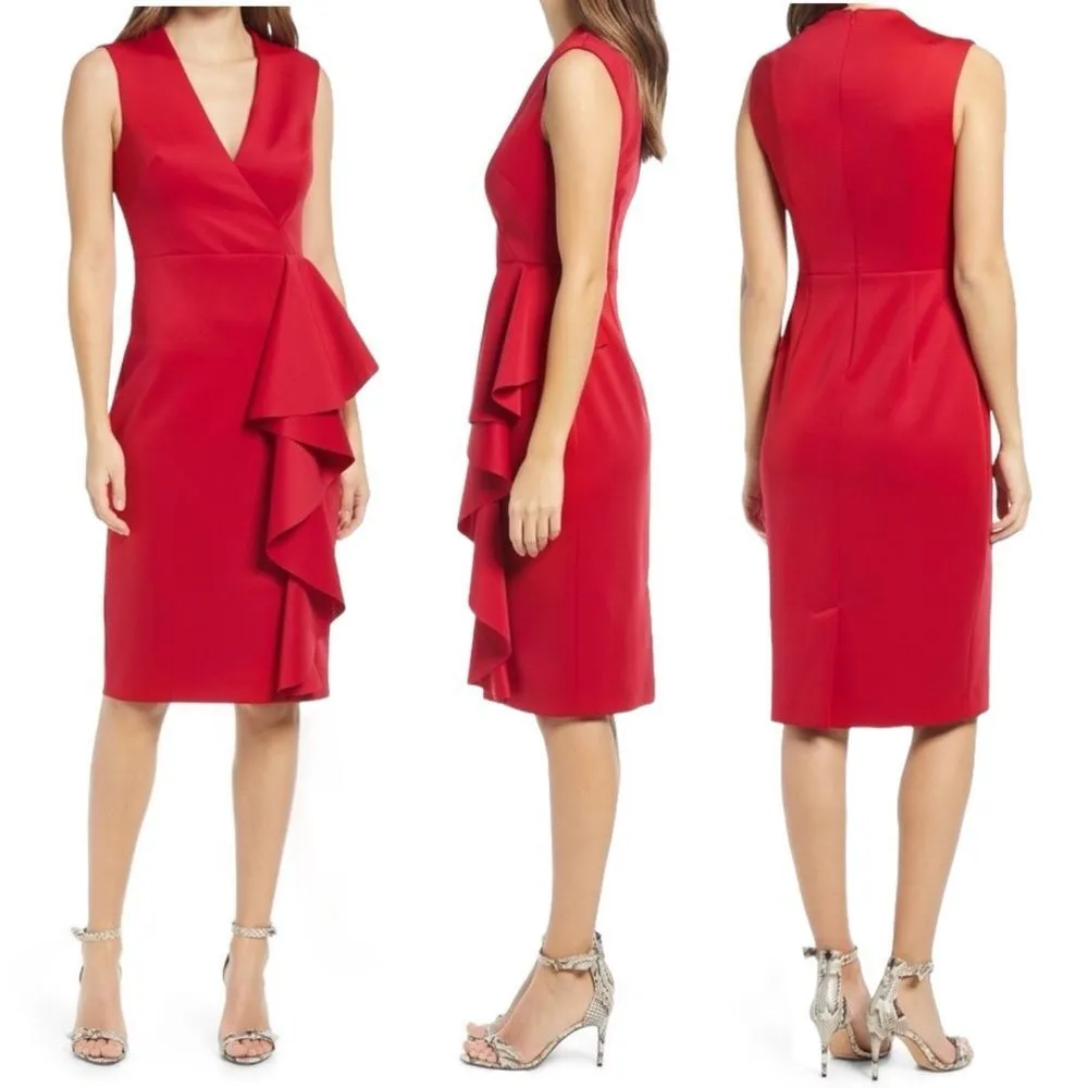 NWT Eliza J Cascading Ruffle Sleeveless Tailored Red Cocktail Dress Size 10 NEW - Image 15