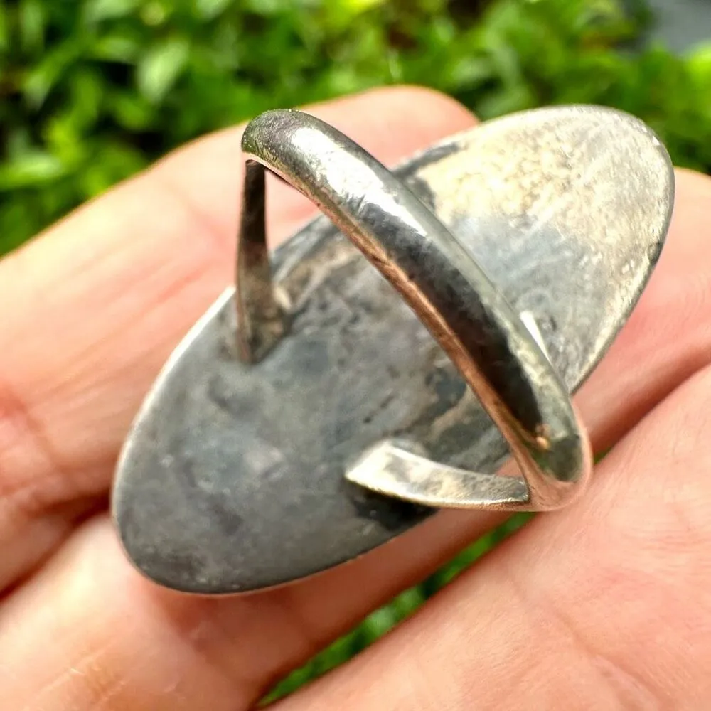 Judy Wallace sterling silver turquoise coral kokopelli ring - Image 5