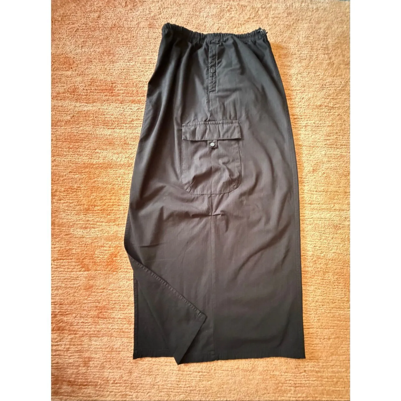 Zara Black Utility Cargo Midi Skirt XS Elastic Waist Pockets - Image 6