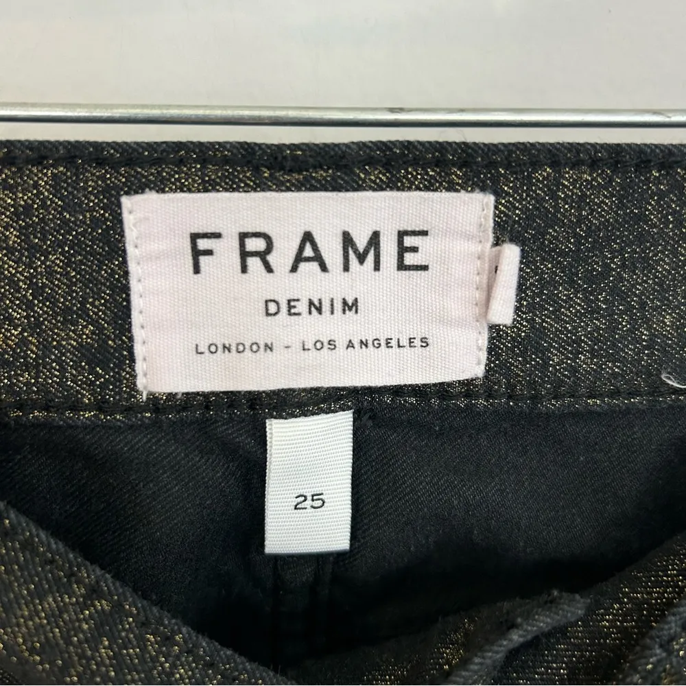 FRAME Le High Skinny Metallic  Old Gold Skinny Denim Jeans Size 25 - Image 8