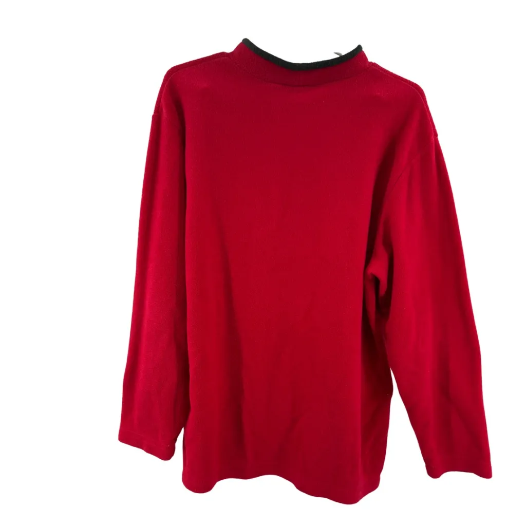 Croft & Barrow Fleece Pullover mock neck embroidered Christmas trees XL holiday - Image 2