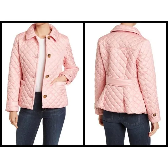 💕KATE SPADE💕 Button Down Diamond Quilted Coat ~ Medium Pink XL NWT - Image 2