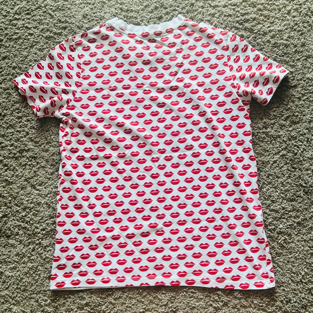 French Connection  White Tee with Red Lips Print - Image 2