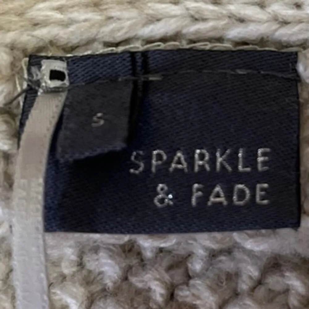 Sparkle & Fade Women's Cream Knit Long Sleeve Open Front Cardigan Sweater Top S - Image 3