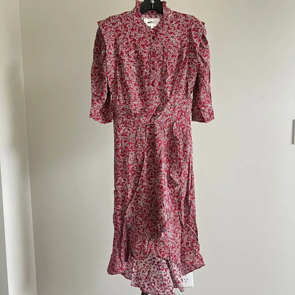 NWOT BA&SH CHELSEA Floral MIDI DRESS SIZE 0 - Image 3