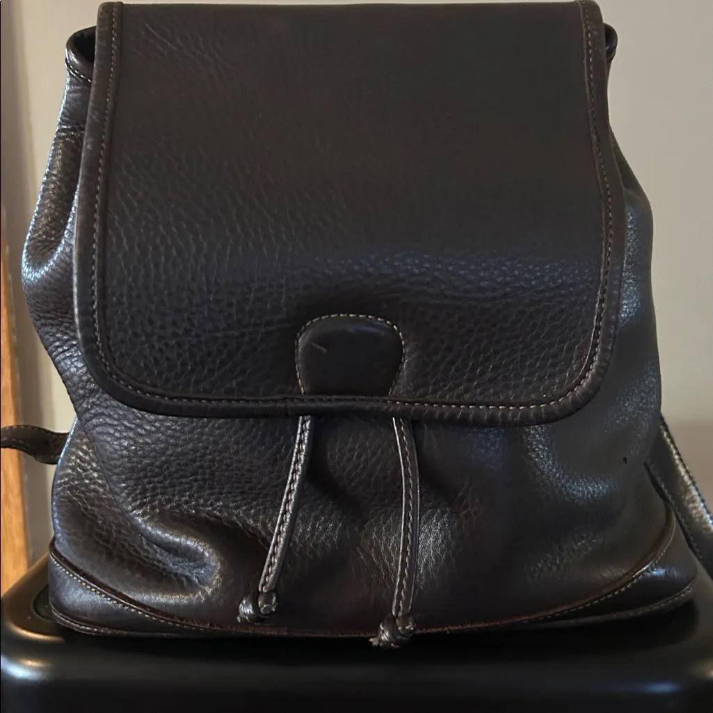 COACH Bleecker Backpack Purse Dark Brown Leather Drawstring Vintage coach Bag - Image 2