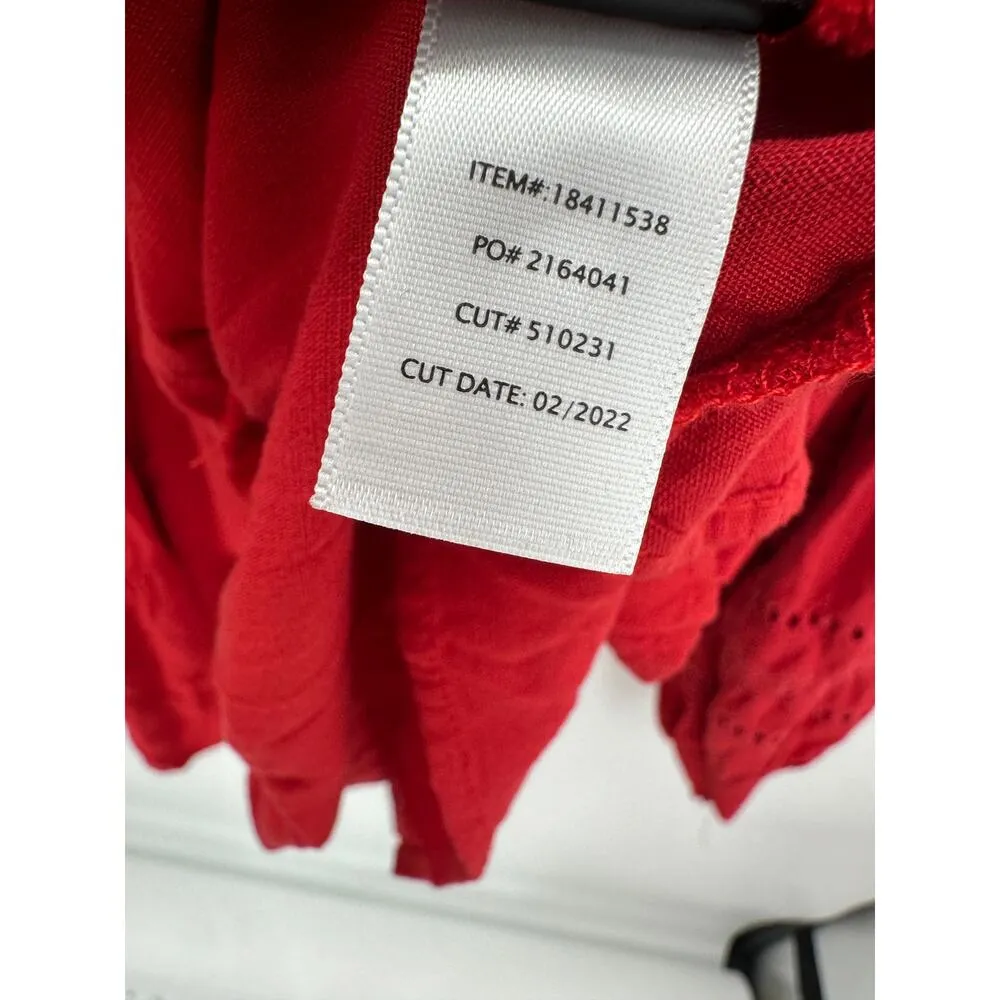 Torrid Red Babydoll Rayon Slub With Lace Inset Smocked Tiered Top Women 4X - Image 9