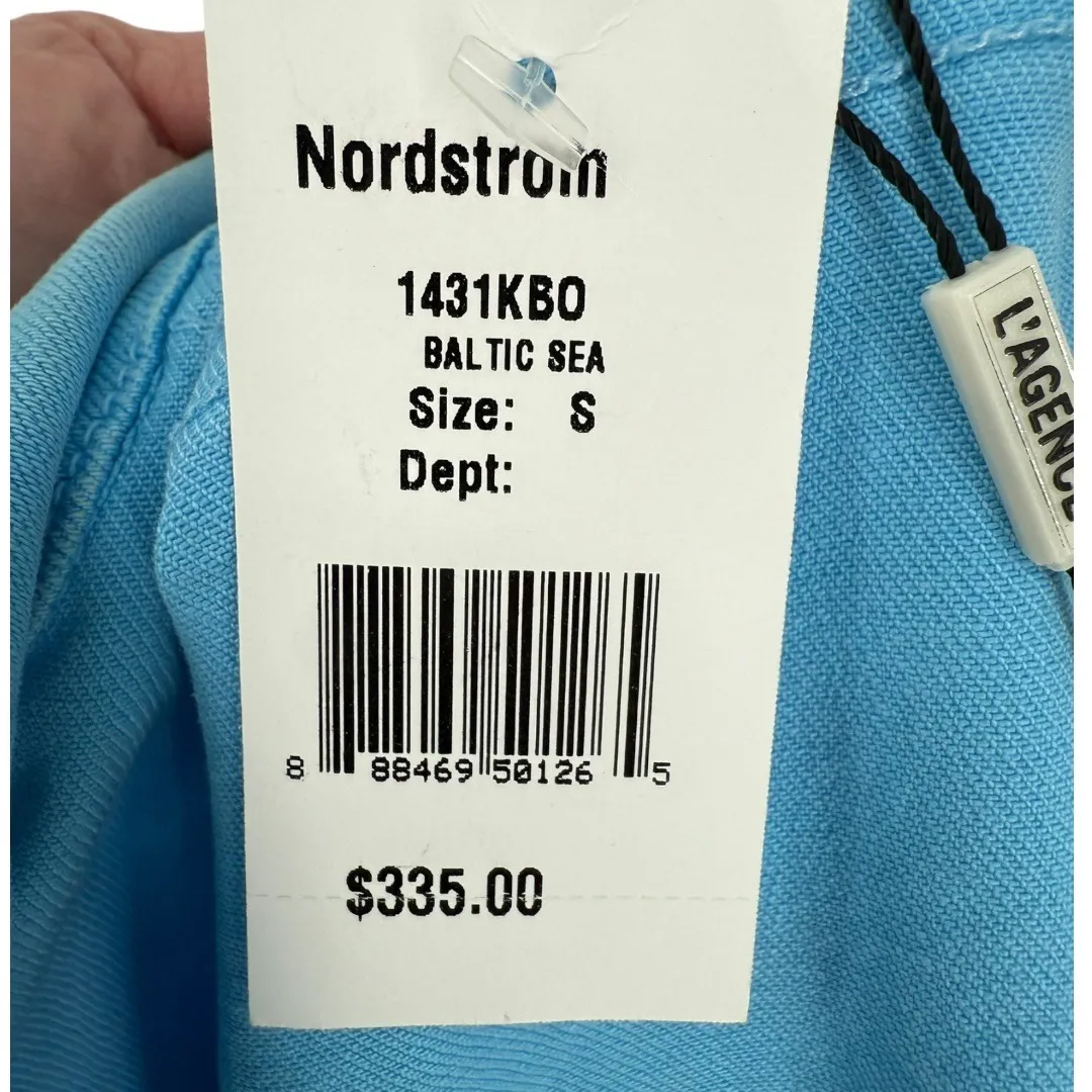 NWT L'AGENCE Janelle Slim Cropped Jean Jacket Raw Hem + Shorts Blue Size Small - Image 3