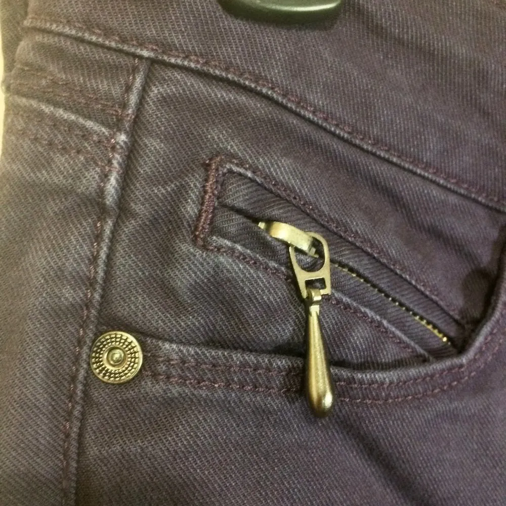 Replay women's 28 straight stretch "PAUBDUL" Paula Abdul zip chain skinny jeans Purple - Image 7