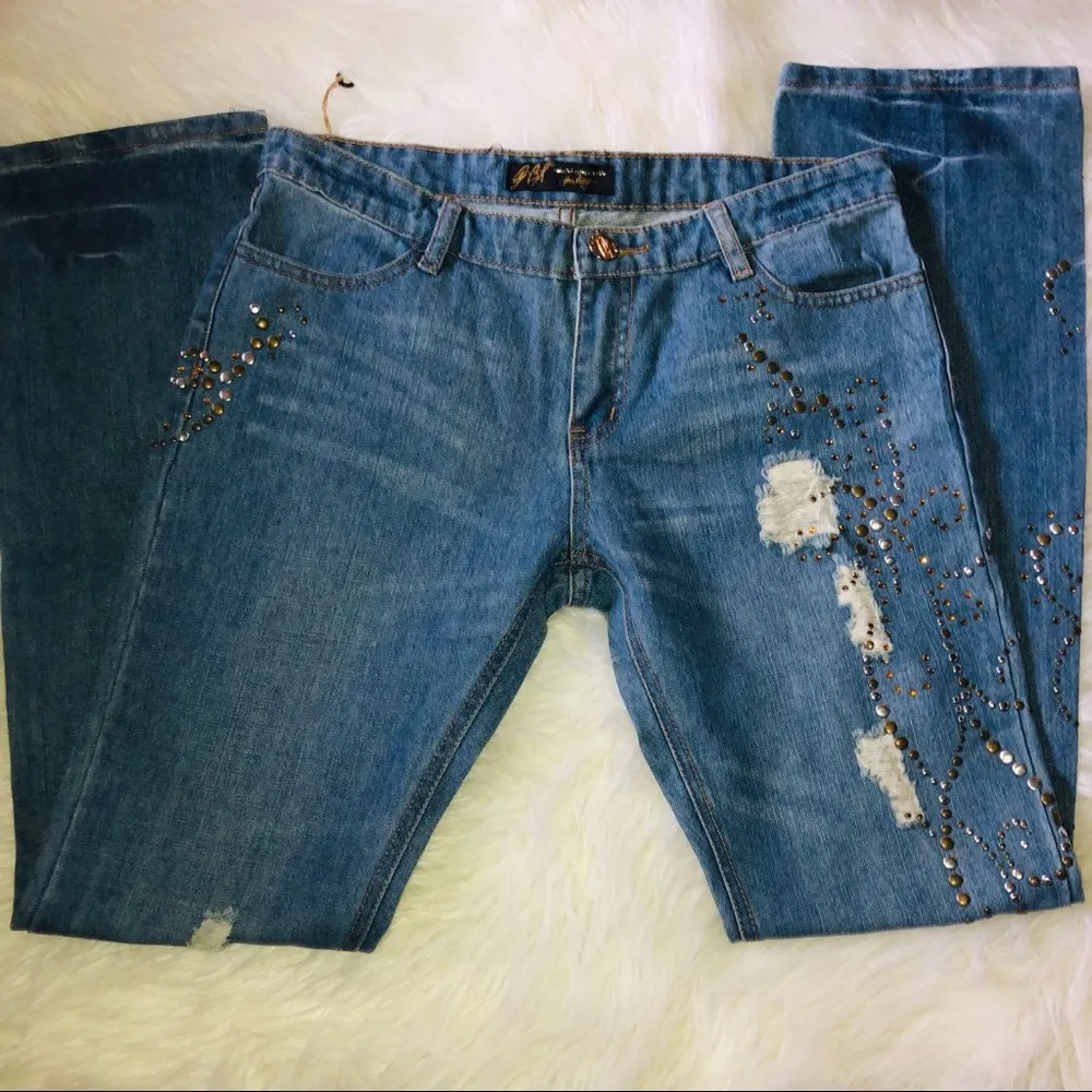 A.B.S Allen Schwartz Distressed embellished jeans - Image 2