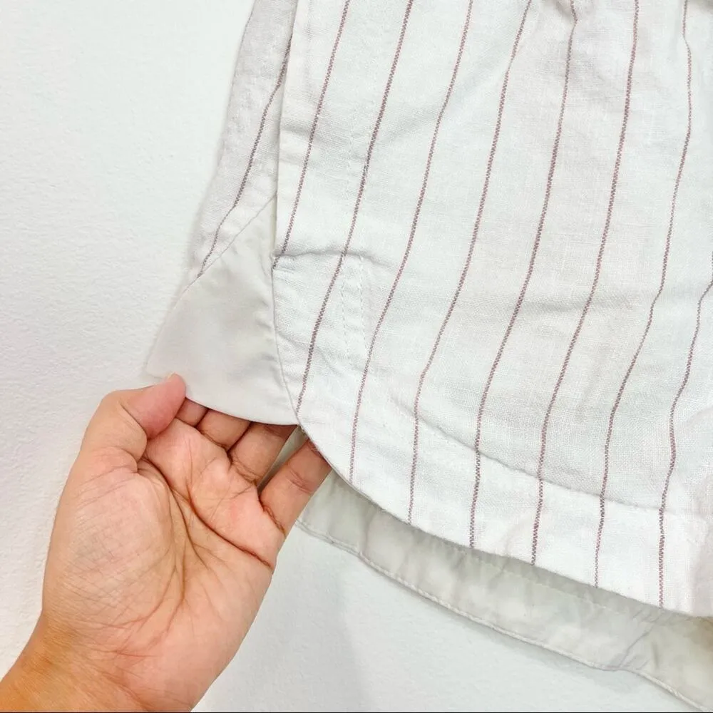 Athleta Beachside Bali Linen Shorts White Stripe Size 0 - Image 5