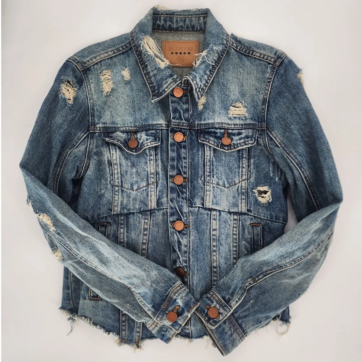 Blank NYC Distressed Denim Jacket - Women's Size XS - Image 13