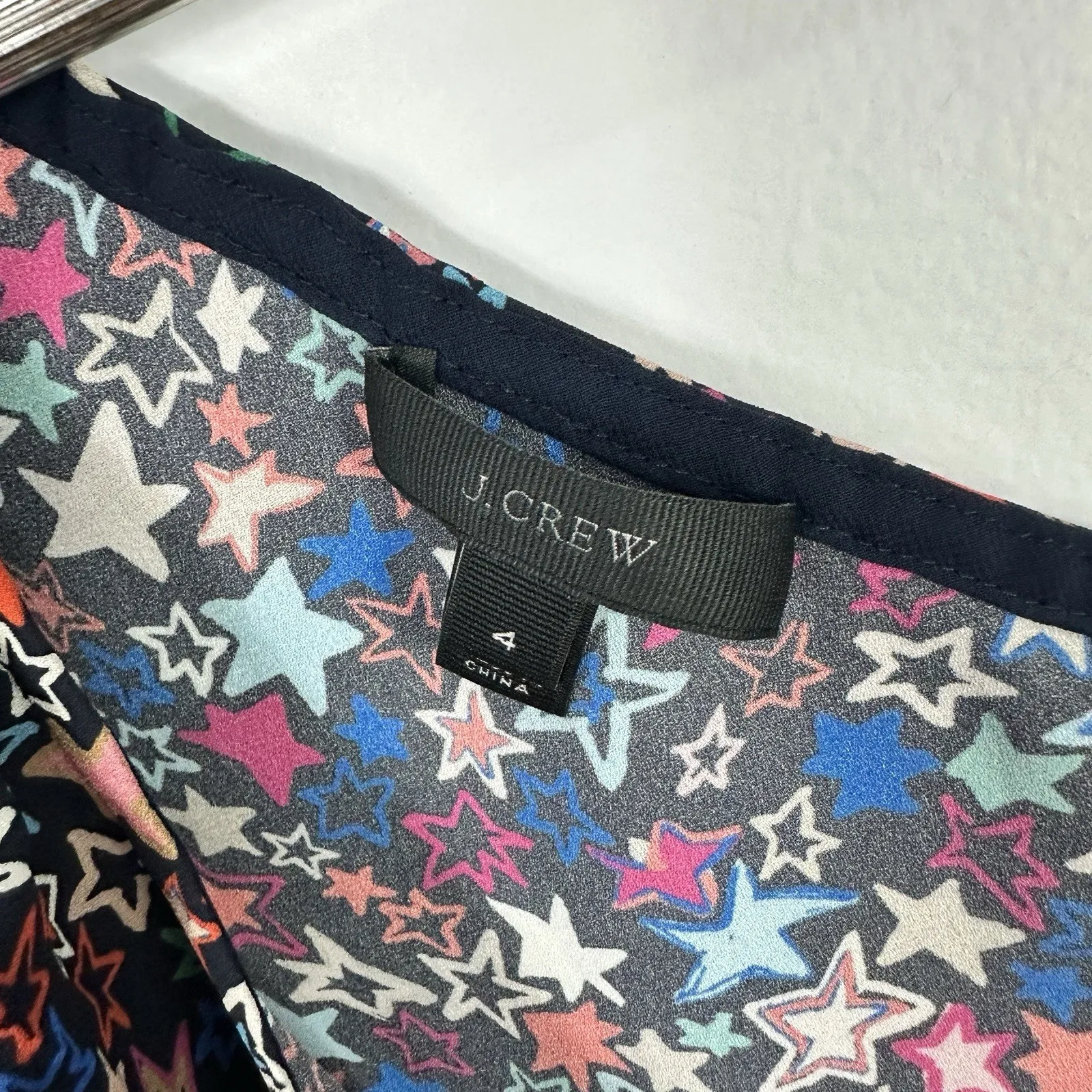 J Crew‎ Star Print One Shoulder Top Size 4 Y2K Whimsical Festival Statement - Image 3